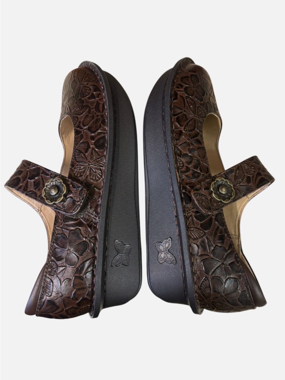 Alegria Floral Embossed Brown Mary Jane Clog Sz
38/US 8 - Picture 8 of 11